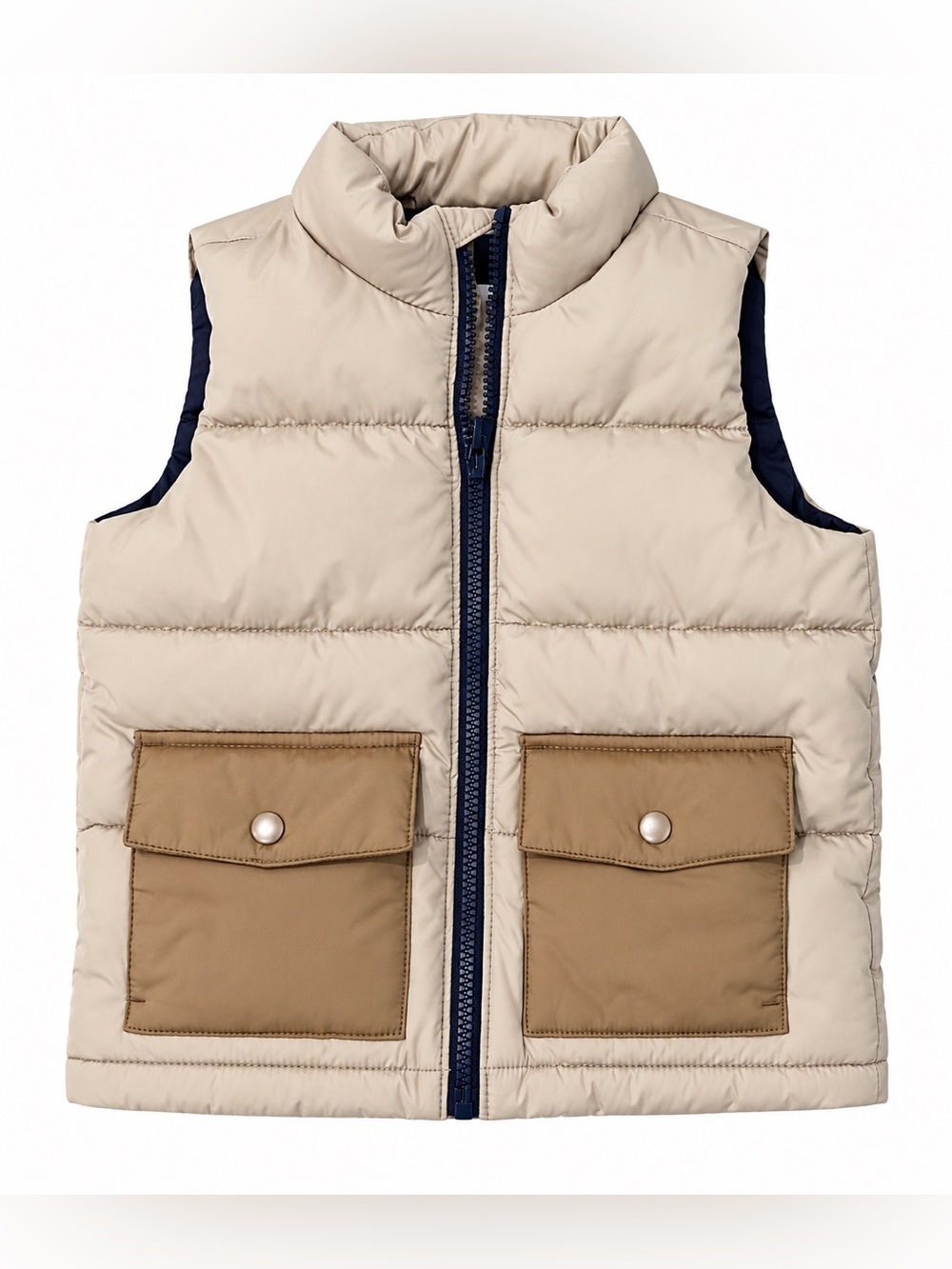 Old Navy Toddler Boys 3T Beige Colorblock Puffer Vest